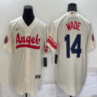 Nike Los Angeles Angels #14 Tyler Wade beige majestic baseball Jersey