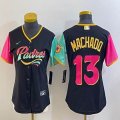 Women Nike San Diego Padres #13 Machado black majestic baseball jerseys big logo 01