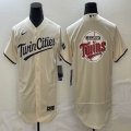 Nike Minnesota Twins blank beige Flexbase Authentic Collection Jersey big logo