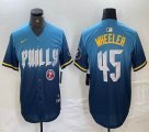 Nike Philadelphia Phillies #45 Zack Wheeler skyblue majestic baseball jersey city version-BD 04