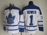 Toronto Maple Leafs #1 Johnny Bower White blue ice hockey NHL Jersey