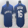 Nike Kansas Royals #16 B.jackson blue majestic mlb jersey-BD