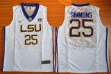 LSU Tigers Ben Simmons 25 NCAA Basketball Elite Jersey - White