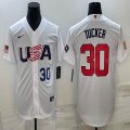 2023 World Cup #30 Kyle Tucker white USA majestic baseball jerseys 02