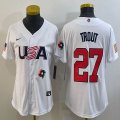 Youth 2023 World Cup #27 Trout white USA majestic baseball jerseys 09