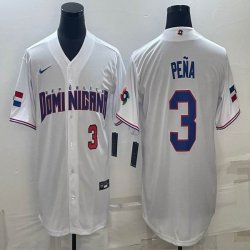 2023 World Cup Dominican Republic\'s #3 Jeremy Pena white majestic baseball jerseys 05