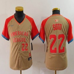 Youth American League Juan Soto Nike Cream 2024 MLB All-Star Game Limited Player Jersey 01