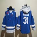 Los Angeles Dodgers #31 Mike Piazza blue gray Hooded Sweatshirt