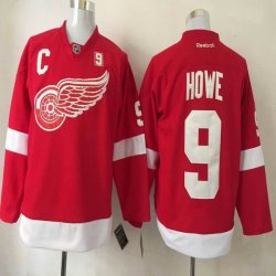 2016 Detroit Red Wings #9 Gordon Howe Red hockey jersey with 9 patch