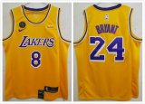 Los Angeles Lakers #24 and #8 Kobe Bryant Yellow nba basketball jerseys Commemorative Edition-HL