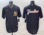 Nike New York Yankees blank black gold majestic baseball Jersey 15