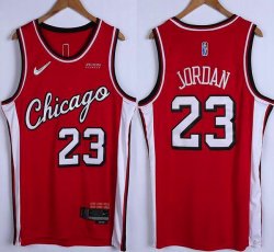 Nike Chicago Bulls #23 Michael Jordan red NBA basketball jerseys 75th-XD