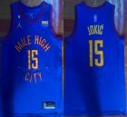 Jordan logo Denver Nuggets #15 Nikola Jokic blue nba basketball jerseys