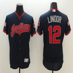 2016 Cleveland Indians #12 Francisco Lindor darl blue Flexbase Authentic Collection Jersey