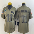 Women Philadelphia Eagles #11 Carson A.J. Brown Green Salute to Service Limited Jersey -BD