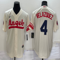 Nike Los Angeles Angels #4 Andrew Velazquez beige majestic baseball Jersey