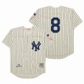 New York Yankees #8 Berra beige throwback baseball jersey-SG