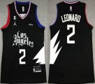 Jordan logo Los Angeles Clippers #2 Kawhi Leonard blue nba jerseys 6 patch-XD 02