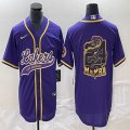 Nike Los Angeless Lakers #24 Kobe Bryant purple baseball jerseys Joint name MAMBA-BD