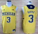 Adidas Michigan Wolverines Trey Burke 3 Big 10 Patch Basketball Authentic Jerseys - Yellow