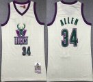 Milwaukee Bucks #34 Ray Allen Beige throwback nba jersey-XD