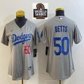 Youth Nike Los Angeles Dodgers #50 Mookie Betts gray majestic baseball Jersey-BD