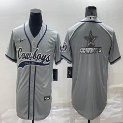 Nike Dallas Cowboys blank gray baseball jerseys Joint name-BD 01