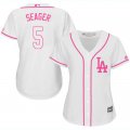 2017 Women Los Angeles Dodger #5 Corey Seager white majestic mlb jersey