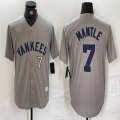 Nike New York Yankees #7 Mickey Mantle gray majestic baseball Jersey-BD 02