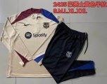 2024-2025 Barcelona club beige black sports Hooded Sweatshirt with Long Trousers B804