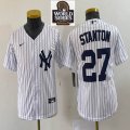 Women Nike New York Yankees #27 Giancarlo Stanton white majestic baseball Jersey