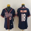 Youth Nike Chicago Bears 18# Caleb Williams blue baseball jersey Joint name-BD 01