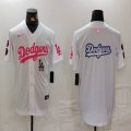 Nike Los Angeles Dodgers white pink baseball jerseys Joint Name 05