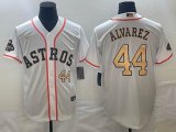 Nike Houston Astros #44 Yordan Alvarez white gold majestic baseball jerseys