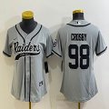 Women Nike Oakland Raiders #98 Maxx Crosby gray baseball jerseys Joint name-BD