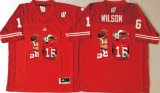 Wisconsin Badgers #16 Russell Wilson red fashion college football jersey