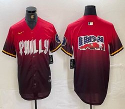 Nike Philadelphia Phillies blank red majestaic baseball jersey city version-BD 02