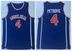 Jugoslavija #4 Drazen Petrovic blue college basketball jerseys-LC