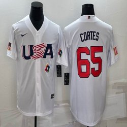 2023 World Cup #65 Cortes white USA majestic baseball jerseys 09