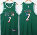 Nike Boston Celtics #7 Jaylen Brown USA flag green NBA basketball Jersey 75th-XD