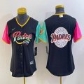 Women Nike San Diego Padres blank black majestic baseball jerseys big logo