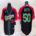 Nike Los Angeles Dodgers #50 Mookie Betts black red green throwback majestic baseball Jersey-BD