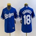 Youth Nike Los Angeles Dodgers #18 Yoshinobu Yamamoto blue majestic baseball jerseys