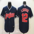 Nike Cleveland Indians #12 Francisco Lindor dark blue majestic baseball jersey