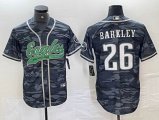 Nike Philadelphia Eagles #26 Saquon Barkley gray camo baseball jerseys Joint name-BD