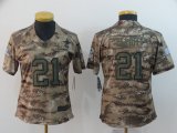 Women Dallas Cowboys #21 Ezekiel Elliott Nike Camo Salute to Service Limited Jersey