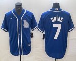 Nike Los Angeles Dodgers #7 Julio Urias blue MLB baseball Jersey Joint name -BD