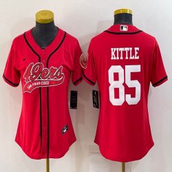 Women Nike San Francisco 49ers #85 George Kittle red baseball jerseys Joint name-BD