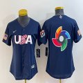 Youth 2023 World Cup blank blue USA majestic baseball jerseys 02