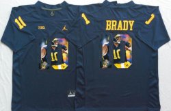 Michigan Wolverines #10 Tom Brady Blue college football jersey